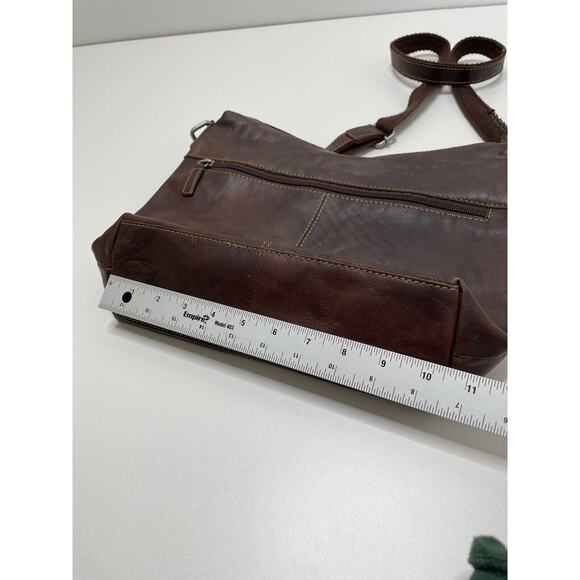 Jack Georges Buffalo Leather Large Med Adjustable Crossbody Bag Purse Brown Soft - Picture 8 of 14